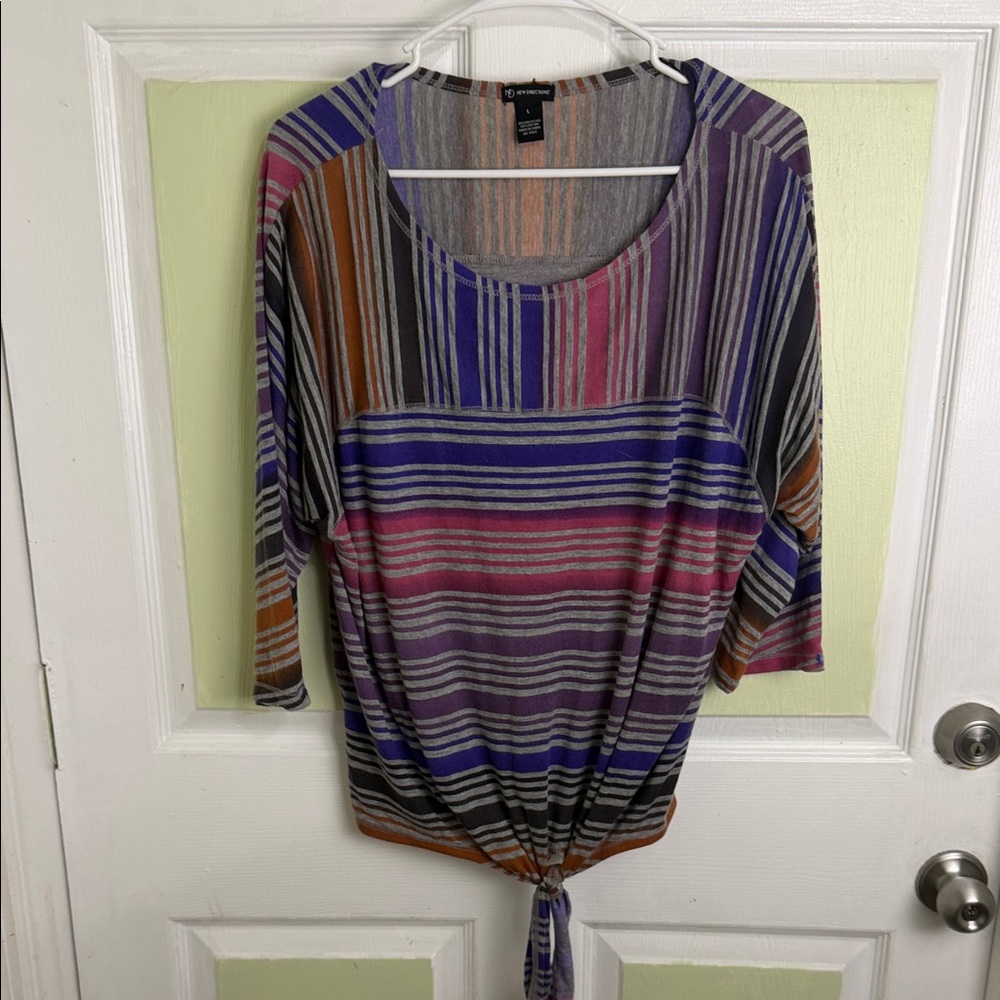 (1984) New Directions Multicolor Striped Long Sleeve Top